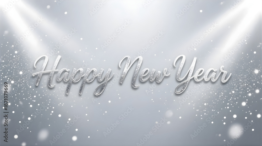 Fototapeta premium happy new year and Happy Holidays vector illustration featuring a winter snow background with stars and snowflakes for a happy New Year celebration greeting card design.