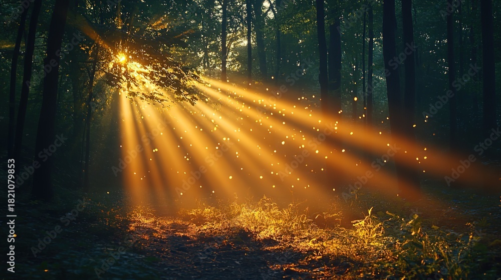 Obraz premium sun shining through the trees