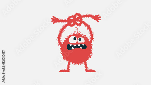 Whimsical fuzzy monster with long dangly arms perfect for playful designs and children s themes rendered in vibrant cmyk colors