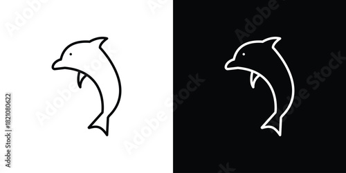 Dolphin icons for UI elements. High-quality vector illustration.