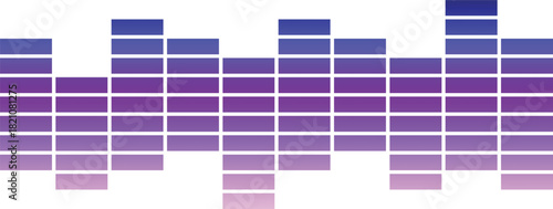 "Gradient equalizer bar pattern in modern style. Vibrant audio level graphic for music visuals. Ideal abstract sound design element for digital media projects."