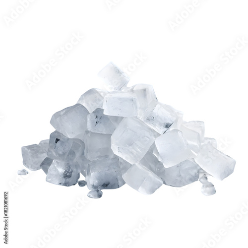Pile of Fresh Ice Cubes on transparent background PNG  