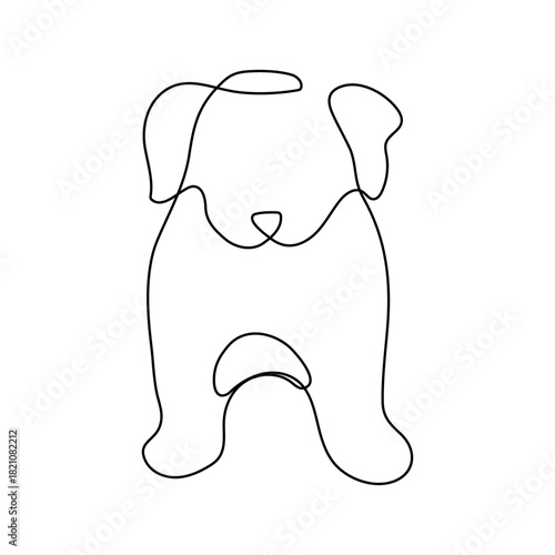  frontal view of a retriever puppy - one continuous line. A minimalist drawing of a cute little dog