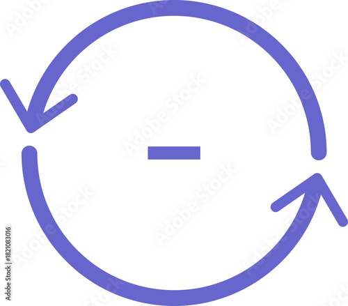 Circular arrow with minus sign illustrating reduction, cycle or continuous process
