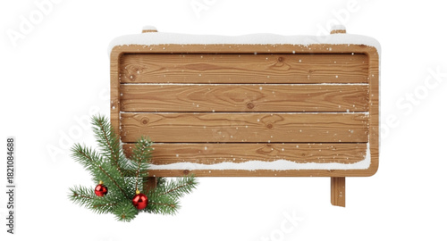 wooden sign with christmas decoration