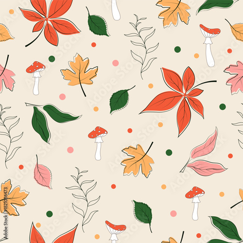 autumn seamless background with fall leaves