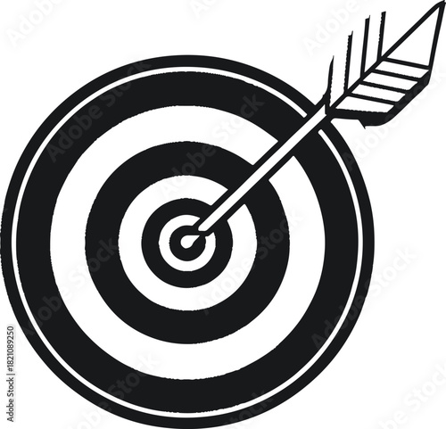 An arrow perfectly hitting the bullseye of a target, symbolizing precision, success, and achieving goals