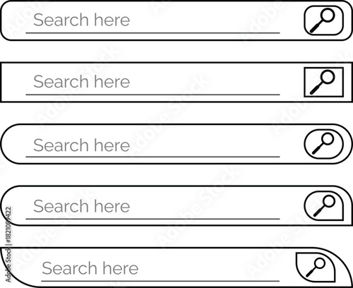 Search Bar UI Vector Set with Modern Input Boxes and Web Interface Elements
