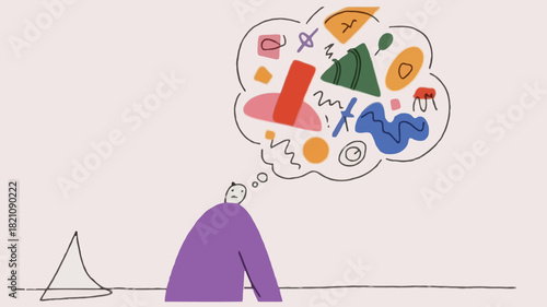 A whimsical cartoon character with a prominent thought bubble perfect for illustrating ideas concepts or brainstorming sessions this design is versatile for various creative projects