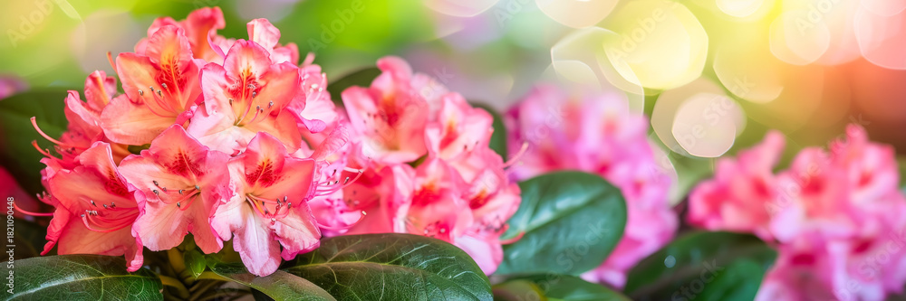 Fototapeta premium Bright Pink Flowers Bloom With Vibrant Colors in a Sunny Garden Setting During Springtime