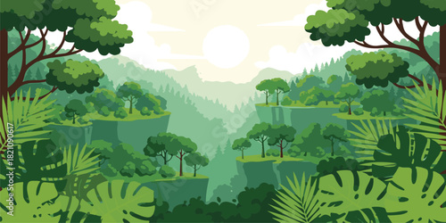 landscape with trees and mountains