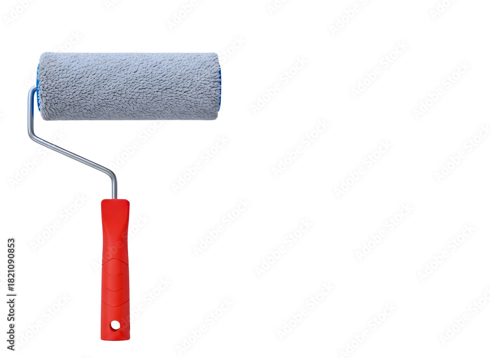 Obraz premium Paint roller with red handle isolated on transparent background