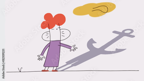 A whimsical friendly character illustration with a prominent playful shadow suitable for banners advertisements and children s media featuring vibrant colors and a clean modern design aesthetic