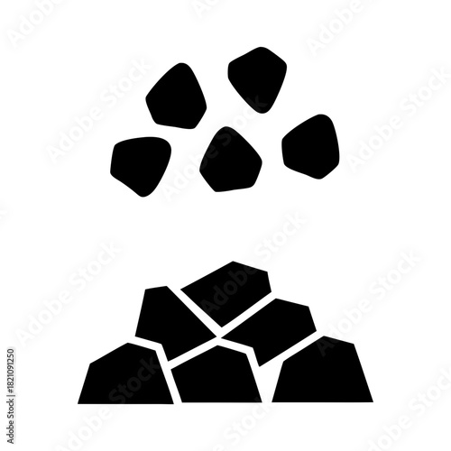 Coal pile and separate pieces icon representing energy and fuel