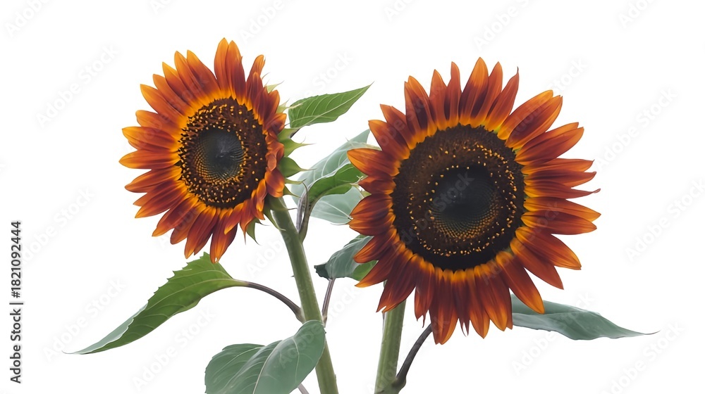 Obraz premium Striking sunflowers with unique orange petals create a vibrant, warm floral design, perfect for adding a touch of nature and cheer to any project