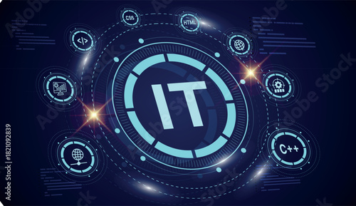 Information Technology Professional Backdrop Template Elegant Dark Circles Vector Design