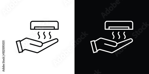 Hand dryer icons for UI elements. High-quality vector illustration.
