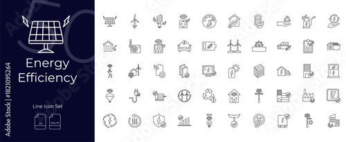 Energy Efficiency Line Editable Icons set