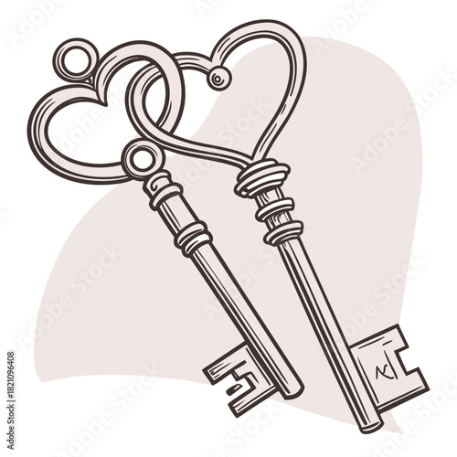 2 keys heart-shaped 