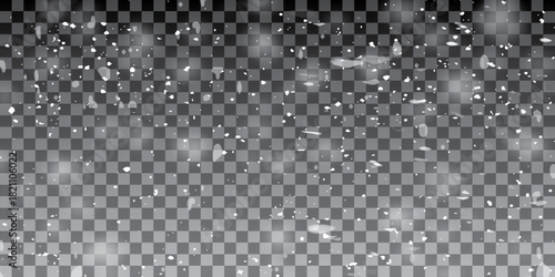 Vector editable new year transparent snow background.  White snow background texture.