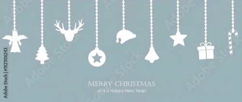 hanging christmas decoration on blue background illustrated animation
