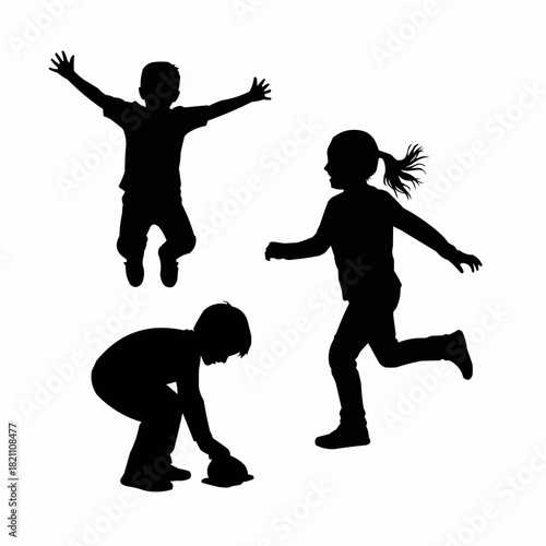 Happy Kids Playing Silhouette