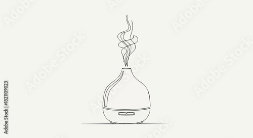 Continuous single line drawing of an aromatherapy oil diffuser.