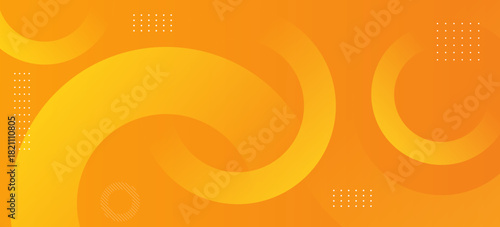 Vivid orange abstract background with swirling curves and gradients.