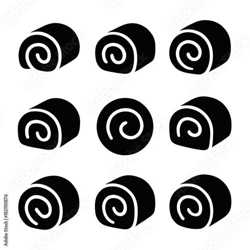 Seamless black and white swiss roll pattern with spiral design