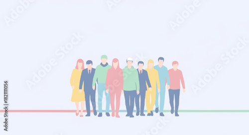 Diverse Group of People Standing Together in Unity.