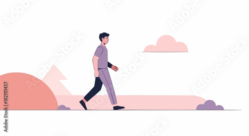 Man walking forward with determination and purpose in his stride.