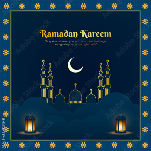Vector illustration of Ramadan Kareem social media template