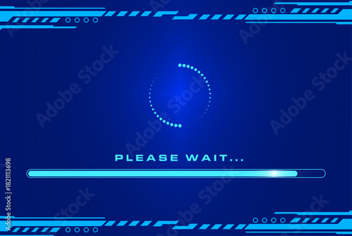 High-tech background illustrating a loading animation and information flow. Great for digital artwork, game UIs, and technology-related layouts.