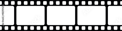 Seamless blank film strip texture on transparent background. Film strip line icon in flat. Camera roll film negative reel. Cinema tape, retro tape frame or border. Photo, cinema or movie negative