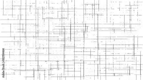 Abstract linear techno grid pattern vector on transparent background, geometric square circuit inspired lines for futuristic digital technology wallpaper, structure, sci fi design themes.