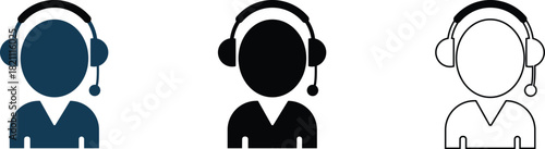 Customer service agents Icon Set with headsets, Support team vector Illustration.