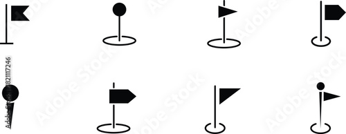 Golf flag Icon collection for course, Hole and sports designs vector Illustration.