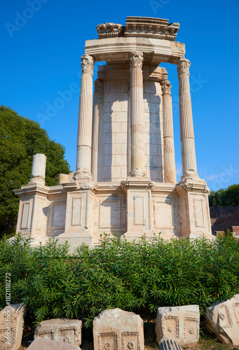 Sanctuary of Vesta in the Roman Forum in Rome, Italy.