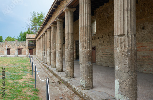 View of the ruins of the Roman city of Pompeii in Italy