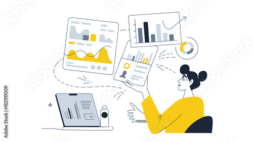 Minimalist abstract graphic representing data analysis and insights with vibrant color elements