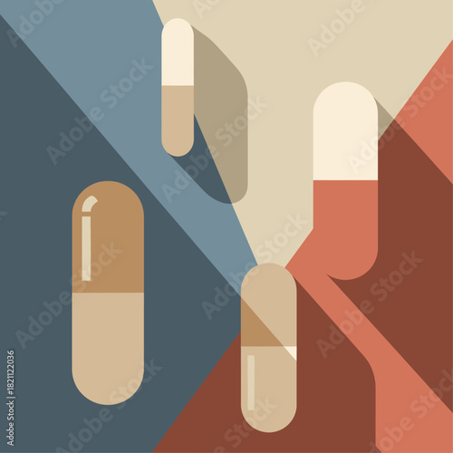 Abstract medicine pills geometric vector art