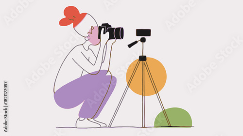 Creative graphic design featuring a photographer with a camera for a head symbolizing creativity vision and the art of photography suitable for advertising and promotional materials