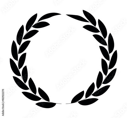 Laurel branch. Laurel wreath icon isolated on transparent background. Vintage decorative element for award, medal, achievement, emblem, premium quality, ornate and logo. Floral round frame of leaves