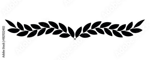 Black olive branch isolated on transparent background. Laurel wreath, vector winner award symbol, sign victory and wealth in the Roman Empire. Laurel Leaf crown branch black logo icon design