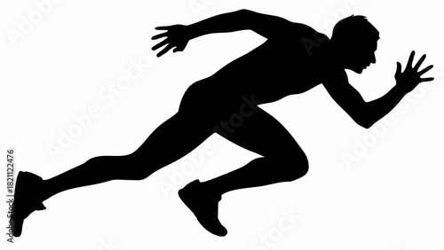 Dynamic runner silhouette sprinting with speed and determination, perfect for sports, fitness, and athletic concepts, originally a scalable vector graphic