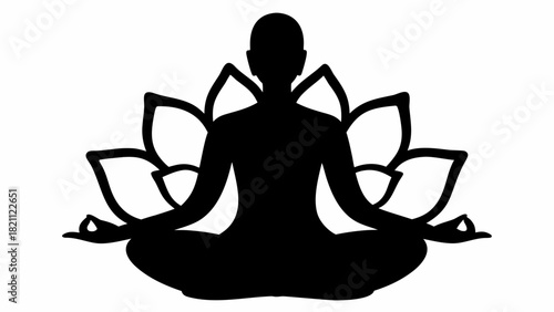 Serene lotus yoga silhouette for wellness and mindfulness practices, a peaceful meditation symbol that captures inner calm and spiritual balance