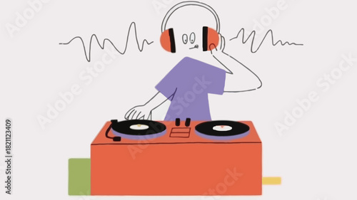 Dynamic dj character wearing headphones depicted in a vibrant advertisement banner design perfect for music events parties or entertainment promotions
