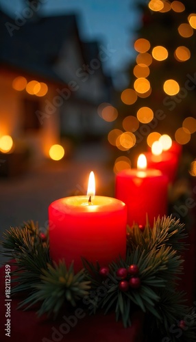 Wallpaper Mural christmas candles and christmas tree Torontodigital.ca