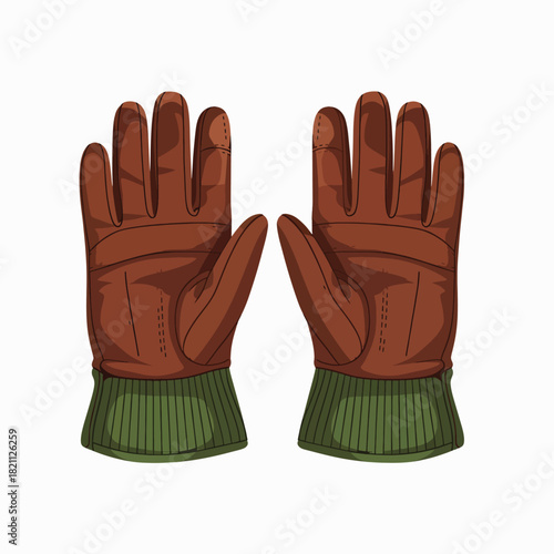 Warm Leather Gloves With Ribbed Knit Cuffs For Winter Outdoor Activities
