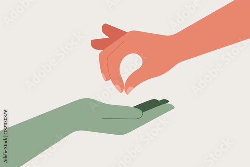 Generosity and receiving a helping hand in a symbolic gesture of care